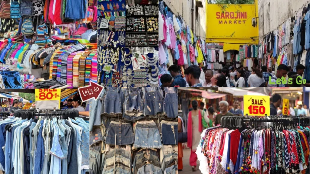 Sarojini Nagar Market Delhi with busy street shopping, fashion clothes and local vendors