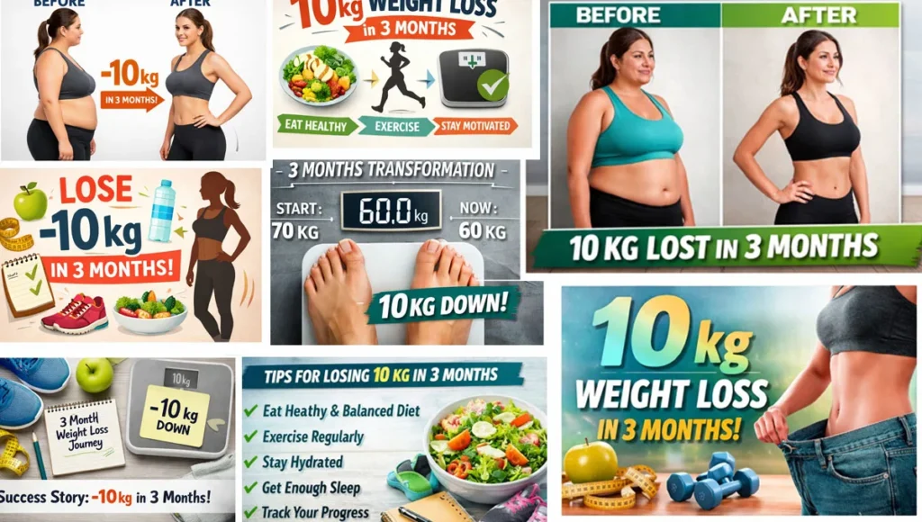 10 kg weight loss in 3 months before and after body transformation with healthy lifestyle